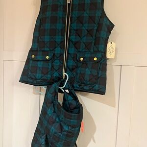 St. John’s Bay Plaid vest and dog vest. Human Sz. M and dog Sz.L